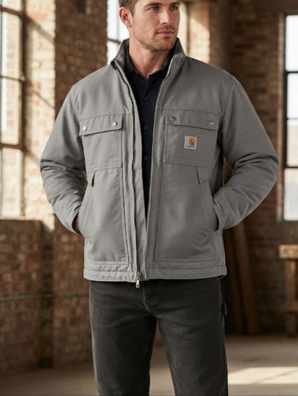 Carhartt Mens Flame Resistant Full Swing Quick Duck Coat Jacket Builtwork Sz L